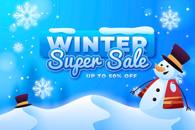 Gradient winter sale illustration and banner