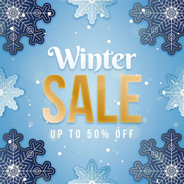 Gradient winter sale illustration and banner