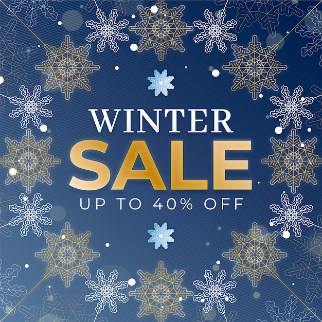 Gradient winter sale illustration and banner