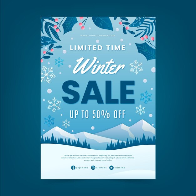 Gradient winter sale vertical poster template