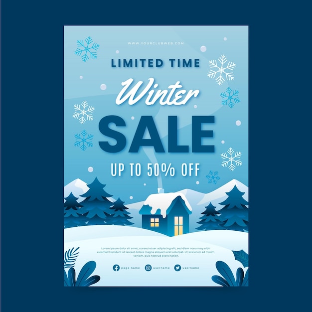 Gradient winter sale vertical poster template