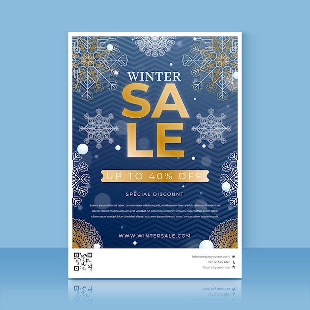 Gradient winter sale vertical poster template