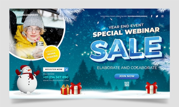 Gradient winter season sale webinar template