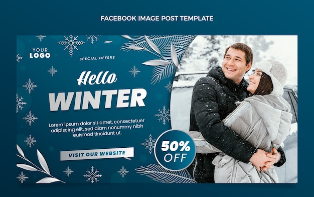 Free vector gradient winter social media post template