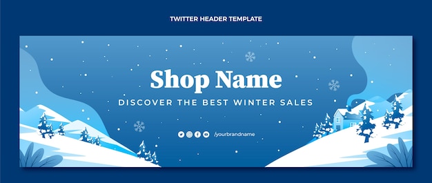 Gradient winter twitter cover template