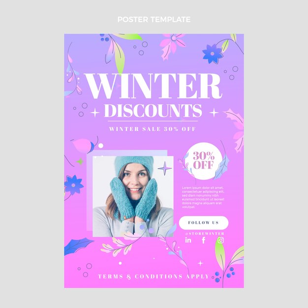 Gradient winter vertical poster template