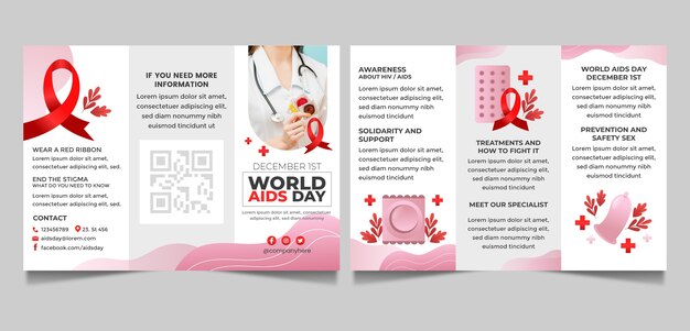 Gradient world aids day brochure template