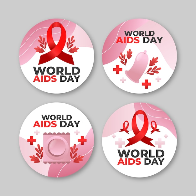 Gradient world aids day labels collection