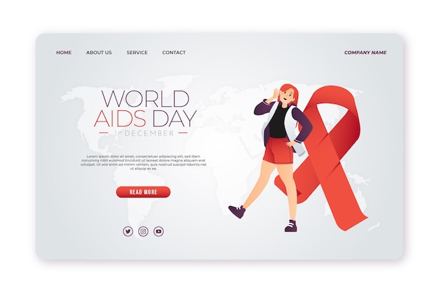 Gradient world aids day landing page template