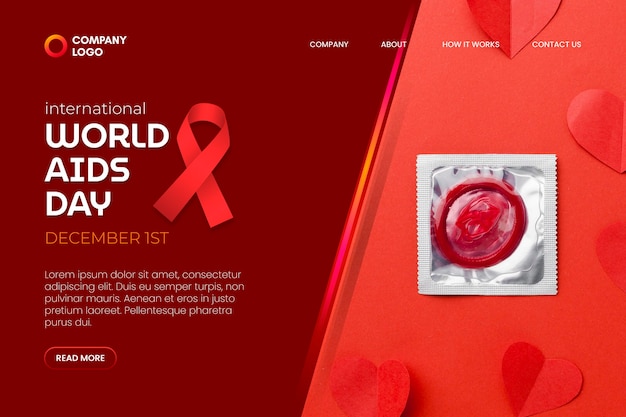 Gradient world aids day landing page template