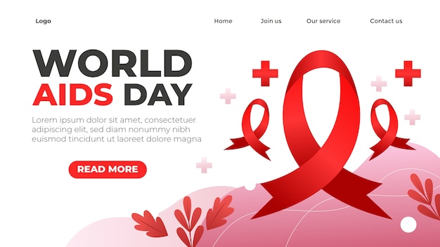 Free Vector gradient world aids day landing page template