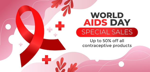 Gradient world aids day sale banner template