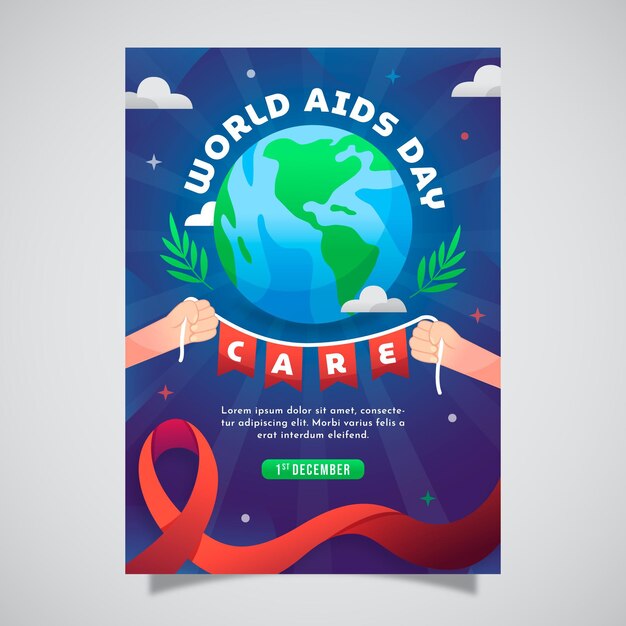 Gradient world aids day vertical poster template