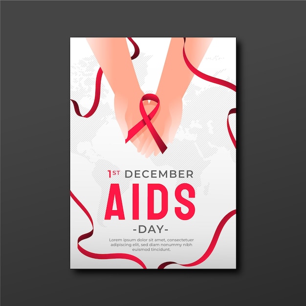 Gradient world aids day vertical poster template