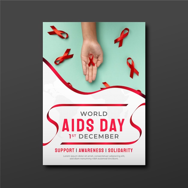 Gradient world aids day vertical poster template