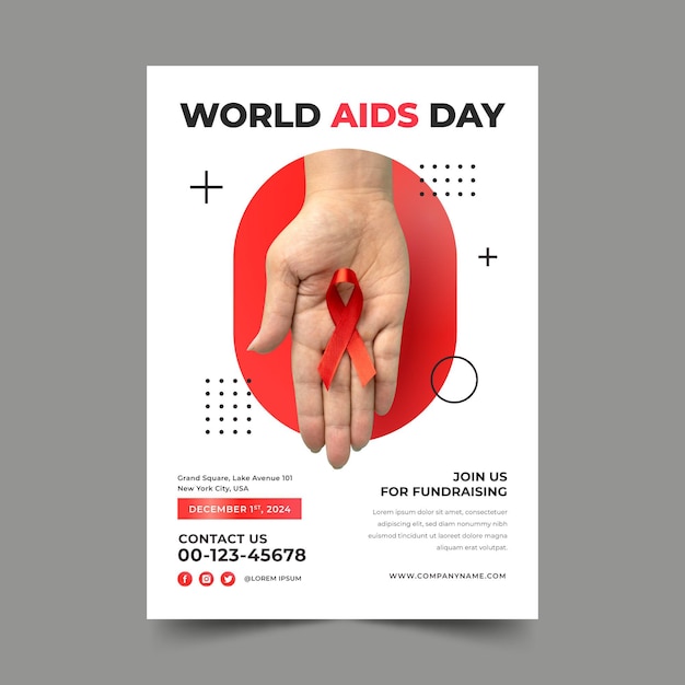 Free Vector gradient world aids day vertical poster template