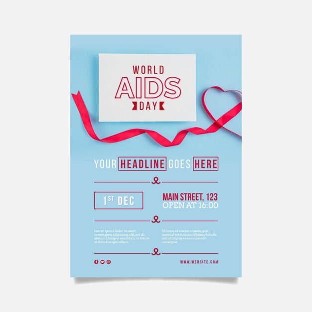 Gradient world aids day vertical poster template