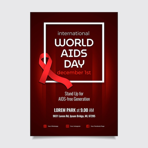 Free Vector gradient world aids day vertical poster template