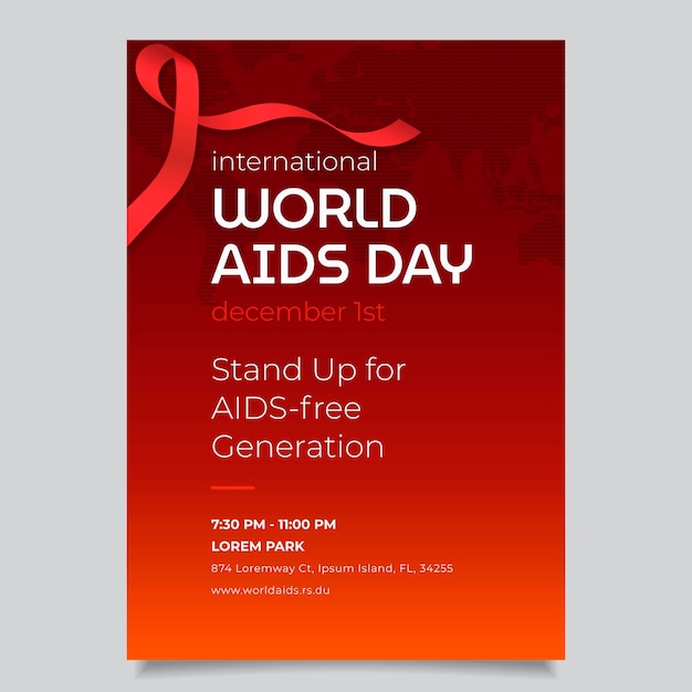 Gradient world aids day vertical poster template