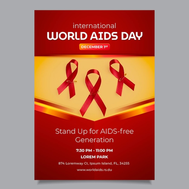 Gradient world aids day vertical poster template