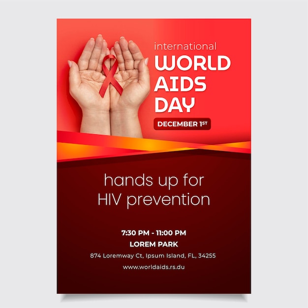 Gradient world aids day vertical poster template