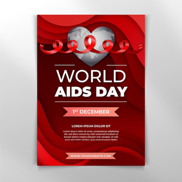 Gradient world aids day vertical poster template