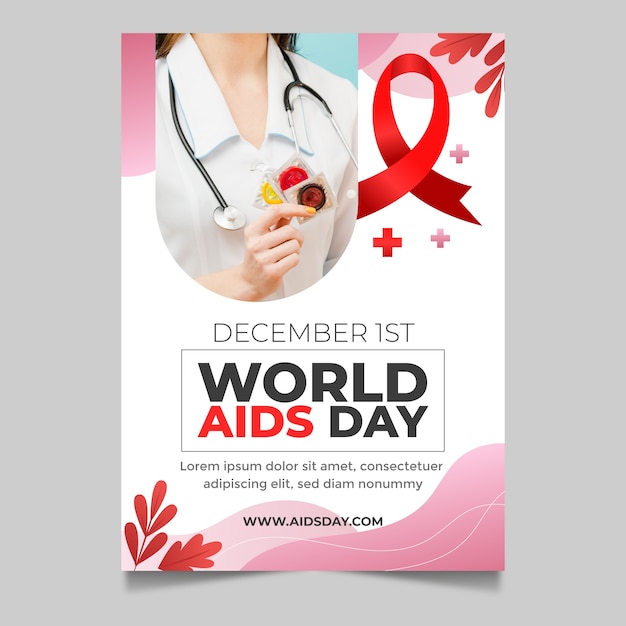 Gradient world aids day vertical poster template