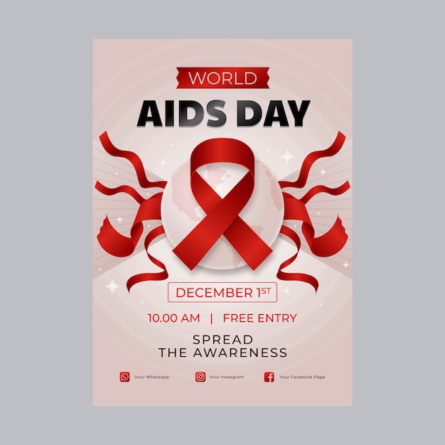 Free vector gradient world aids day vertical poster template