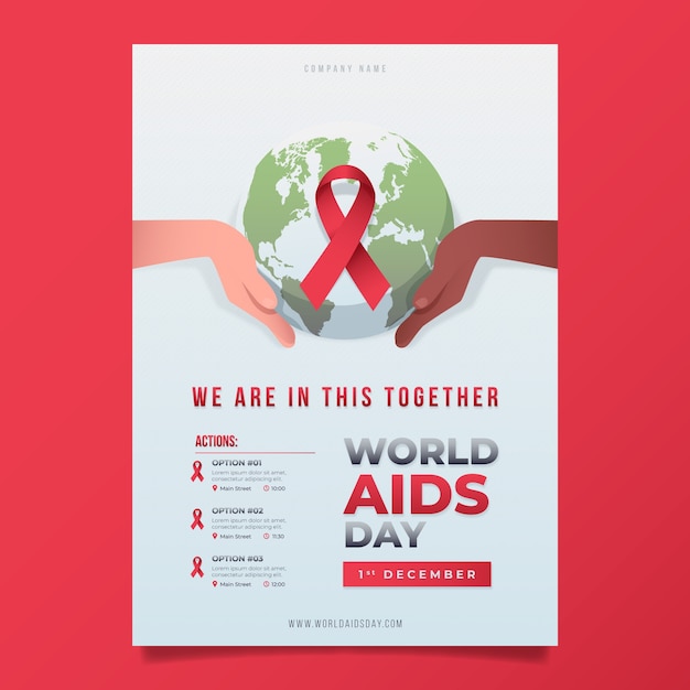 Free Vector gradient world aids day vertical poster template