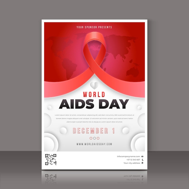 Gradient world aids day vertical poster template