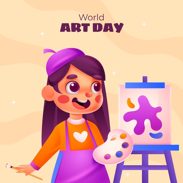 Gradient world art day illustration