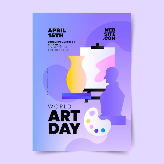 Gradient world art day vertical poster template