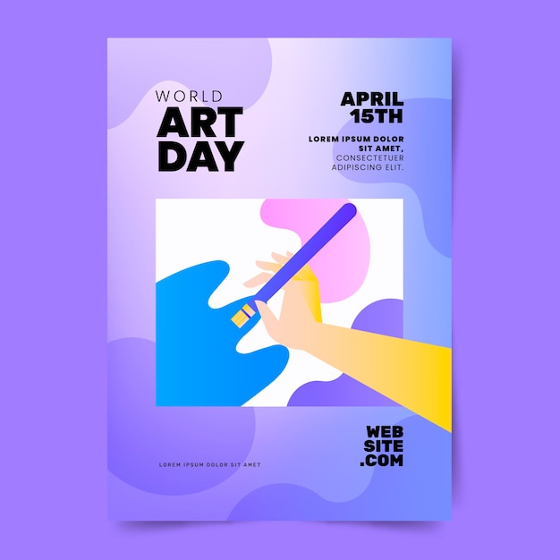 Gradient world art day vertical poster template