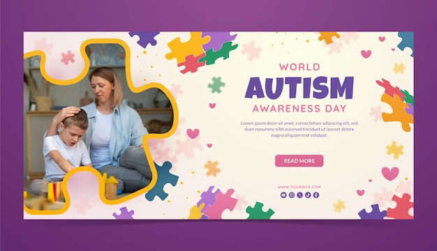 Free Vector gradient world autism awareness day horizontal banner template