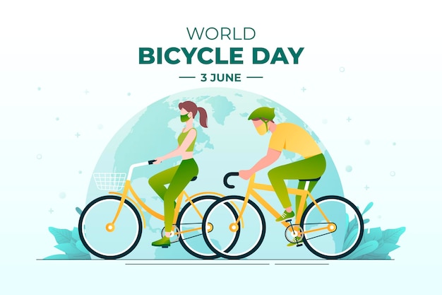 Gradient world bicycle day illustration