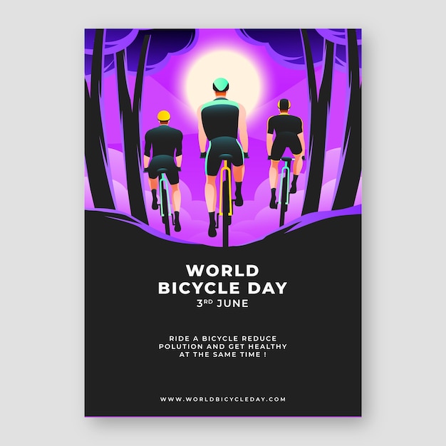 Free vector gradient world bicycle day vertical poster template