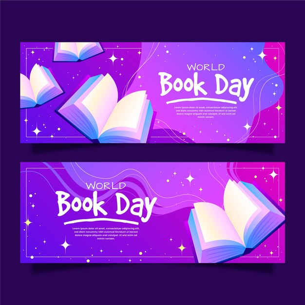 Gradient world book day banners