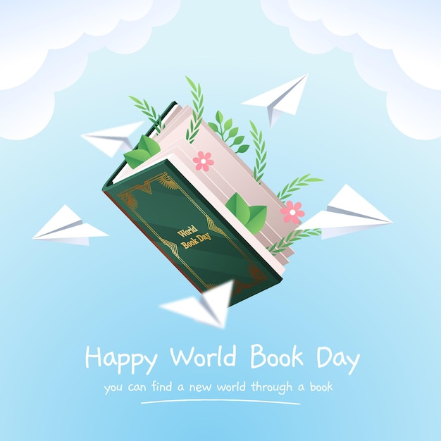 Free Vector gradient world book day illustration