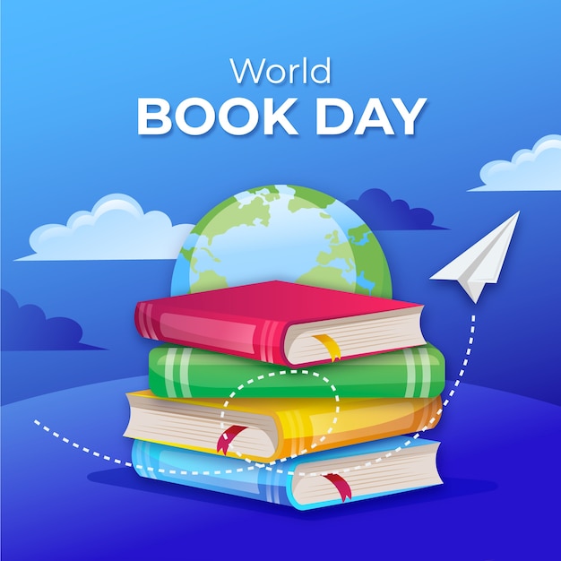 Gradient world book day illustration