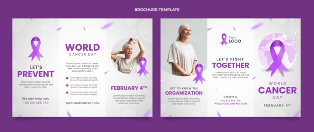 Gradient world cancer day brochure template