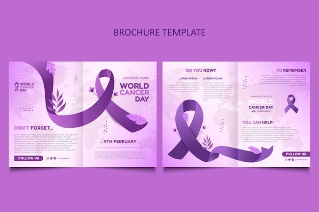 Gradient world cancer day brochure template