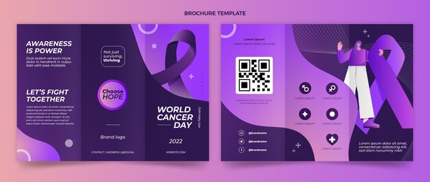 Gradient world cancer day brochure template