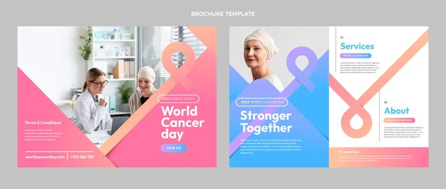 Gradient world cancer day business brochure template