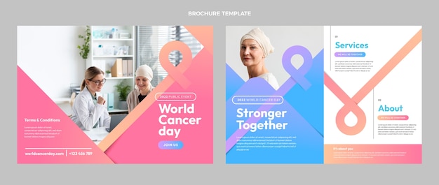 Gradient world cancer day business brochure template