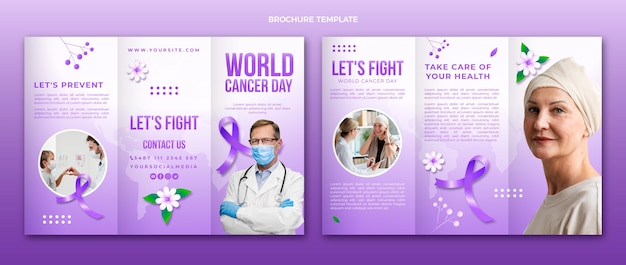 Gradient world cancer day business brochure template