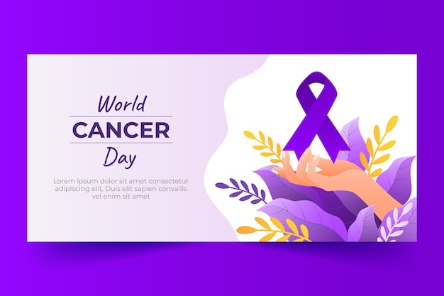 Gradient world cancer day horizontal banner template