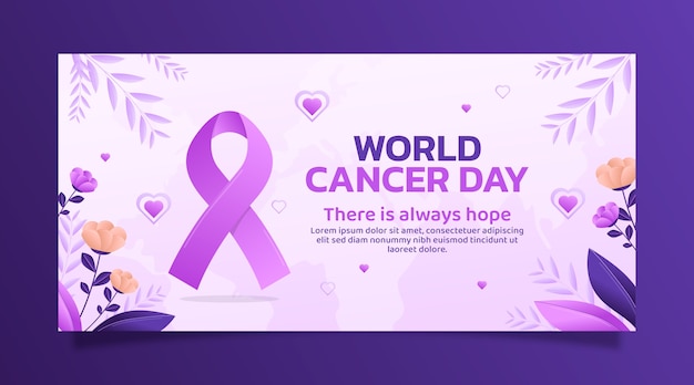 Gradient world cancer day horizontal banner template