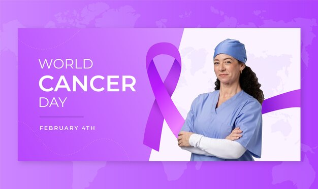 Gradient world cancer day horizontal banner