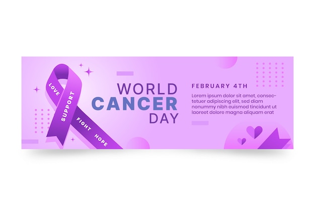 Gradient world cancer day horizontal banner