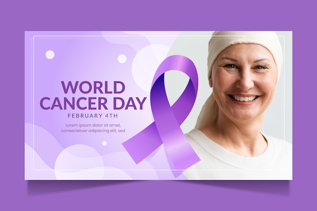 Gradient world cancer day horizontal banner